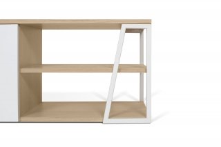 Meuble TV design ALBI finition structure chêne façade blanc mat